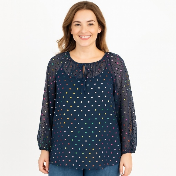 J. Crew Tops - J. crew sheer Polka Dot Top Size XS